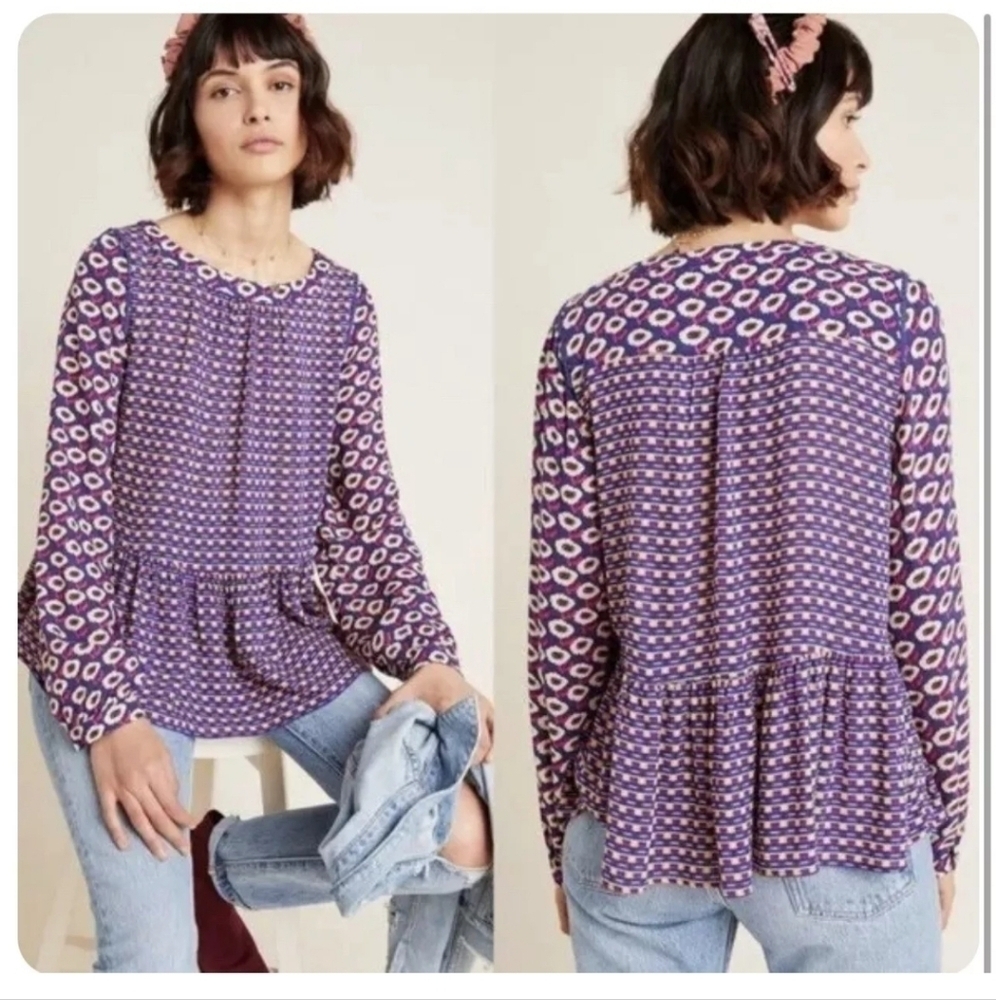 Anthropologie Maeve Cheyenne Peplum Blouse